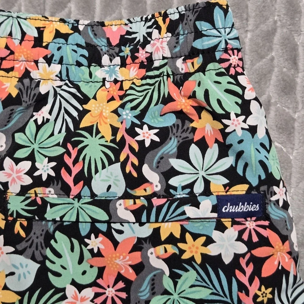 Chubbies The Bloomerangs Swim Trunks Mens L‎ Tropical Floral Toucan 5.5 Inseam